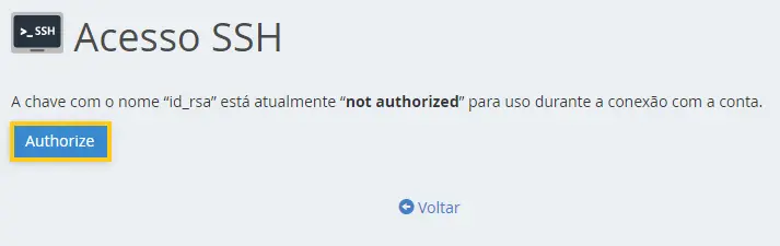 Autorizando chave SSH no cPanel