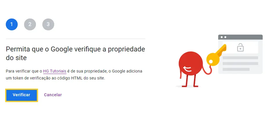 Permitir que o Google verifique a propriedade do site