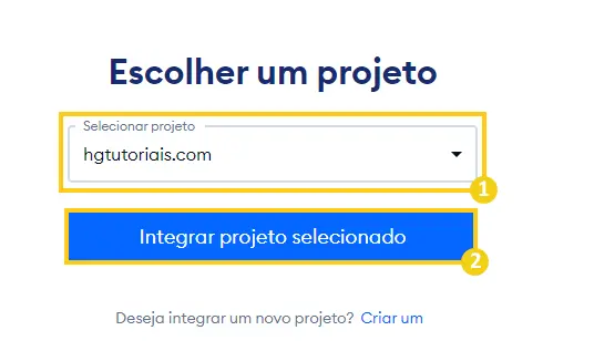 Escolher projeto Tidio