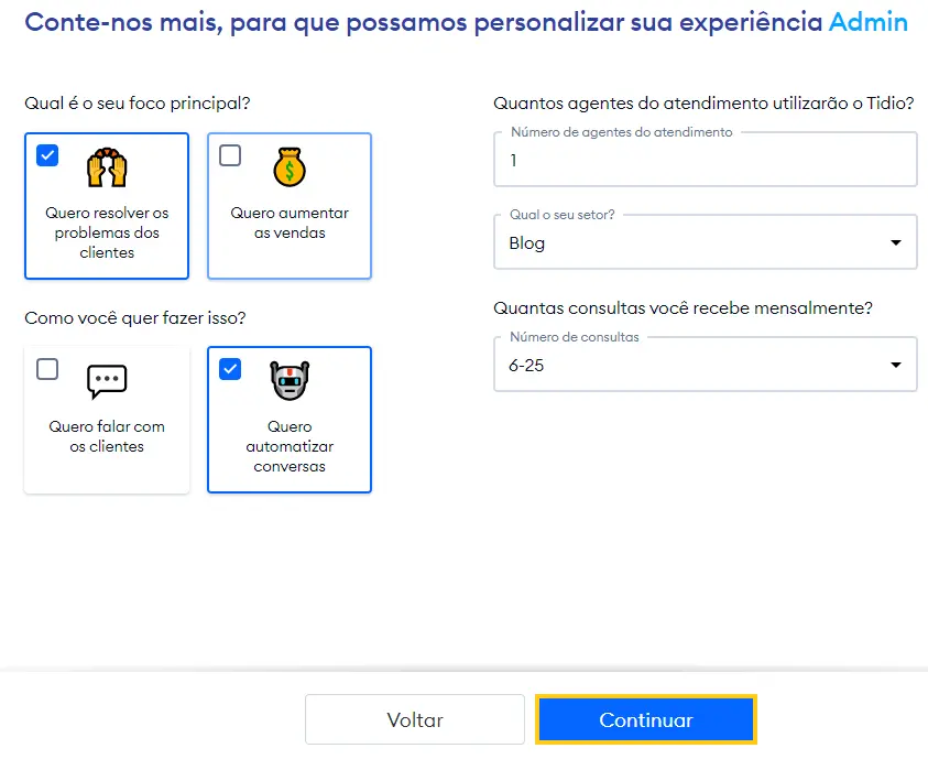 Definir objetivos do site e chat bot