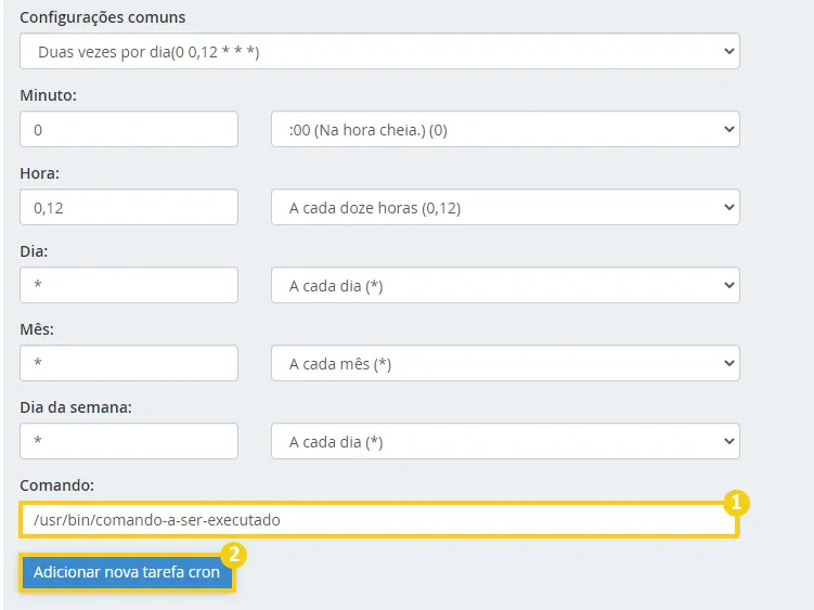 Painel de Cron Jobs do cPanel