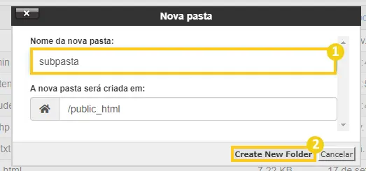 Criando subpasta