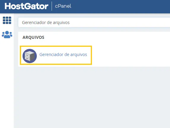 Gerenciador de arquivos do cPanel