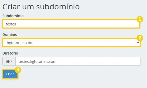 Criar um subdomínio no cPanel