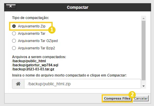 Compactar arquivos