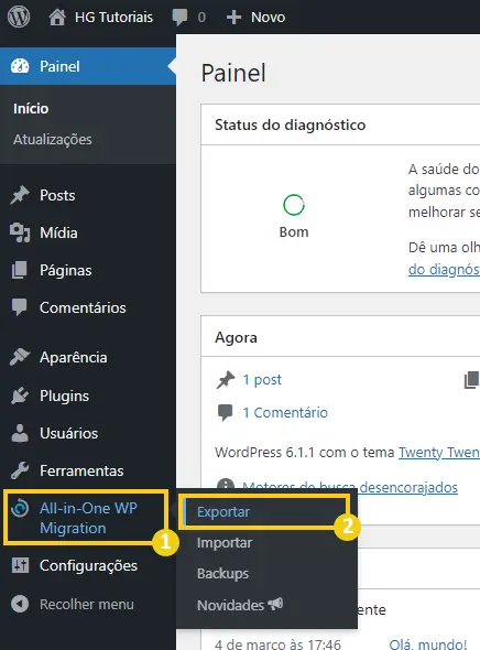 All-in-One WP Migration > Exportar