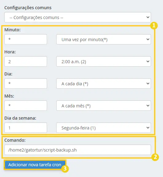 Definindo uma rotina cron para o script de backup do WordPress