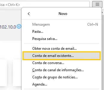 Conta de e-mail existente Thunderbird