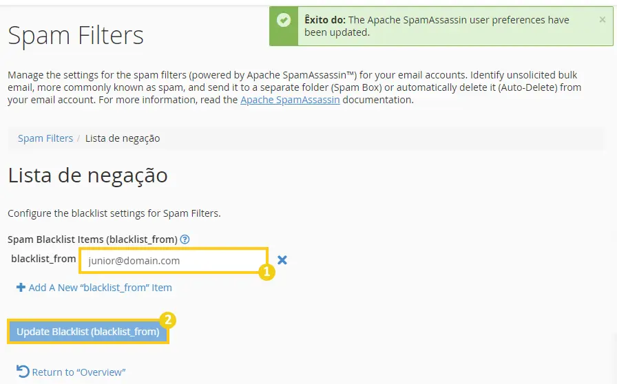 Spam filters blacklist update blacklist