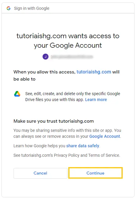 Autorização da API do Google Drive