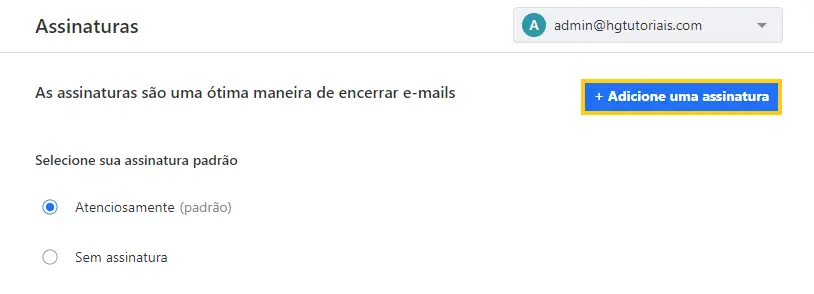 Adicione mais outra assinatura de e-mail