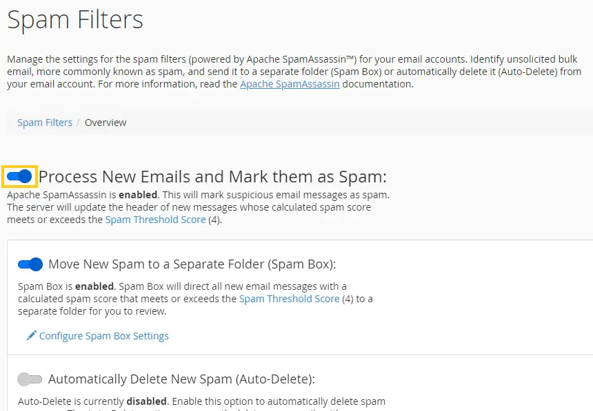 Process New Emails and Mark them as Spam