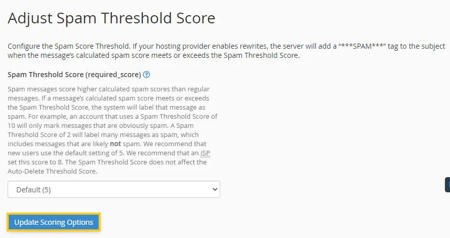 Update Scoring Options