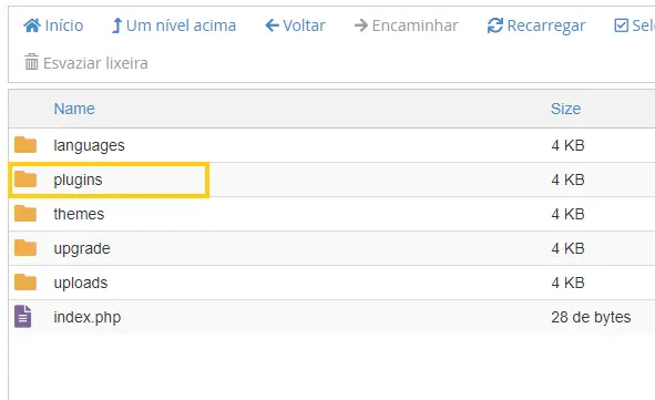 acessar o diretório plugins