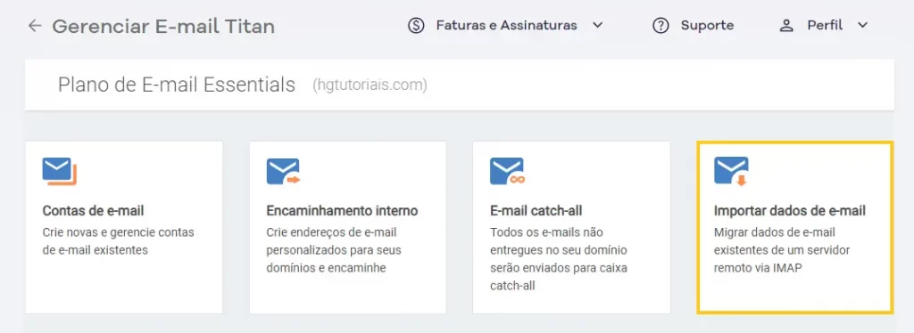 Importador dados de e-mail