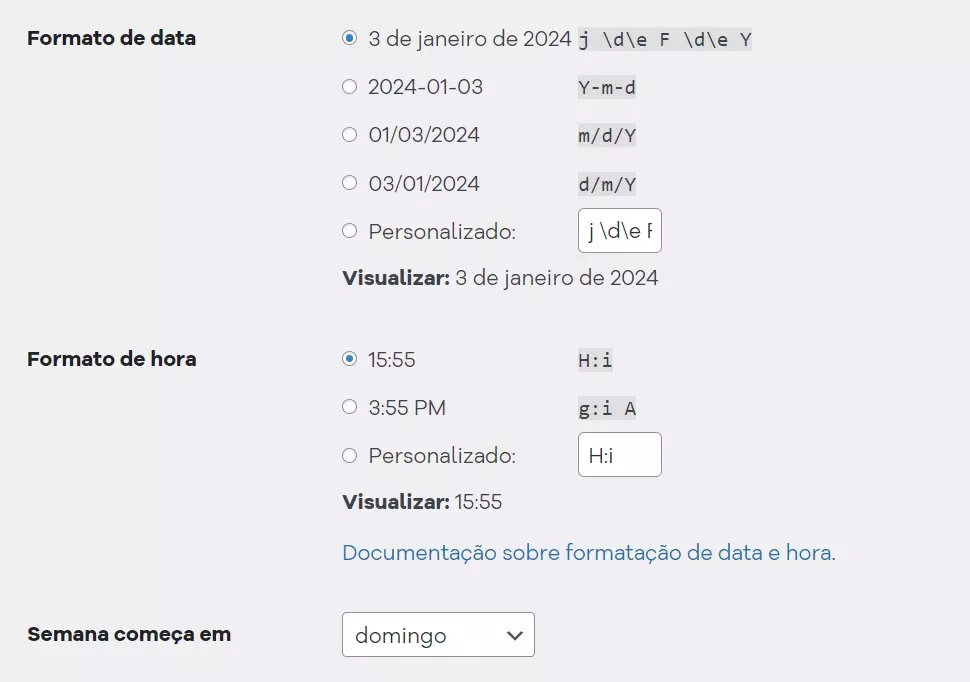 formato data e hora