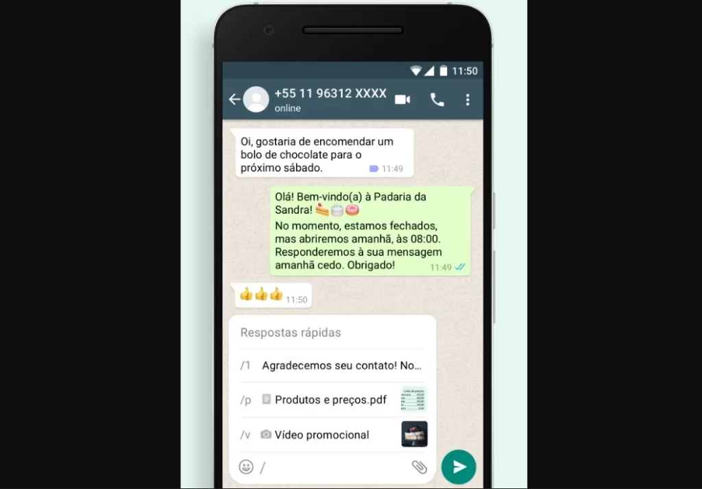 tela de mensagens autom&aacute;ticas