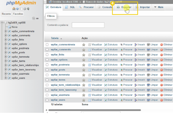 exportar phpmyadmin