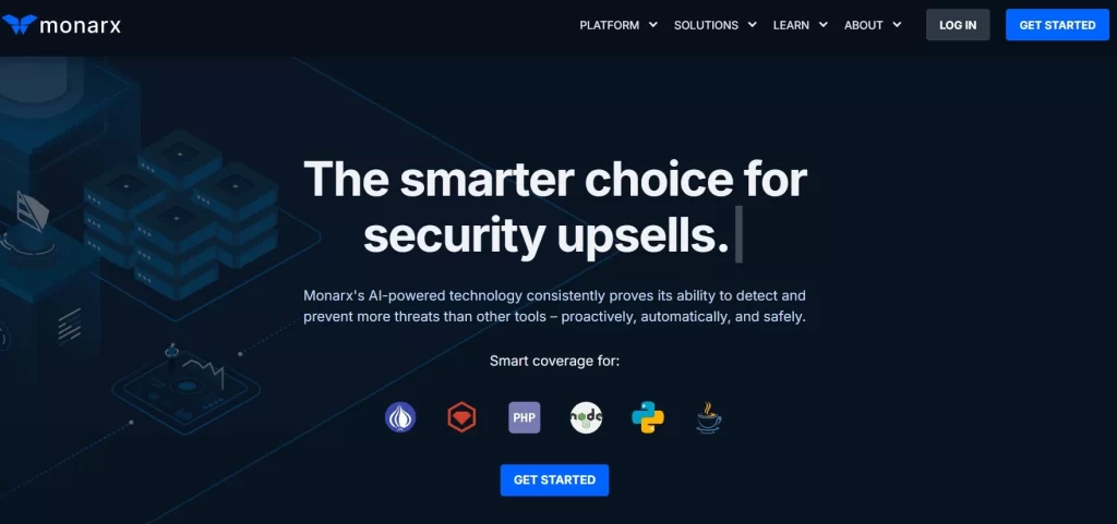 Imagem ilustrativa do site Monarch, plataforma de segurança cibernética com tecnologia de inteligência artificial para proteção contra ameaças