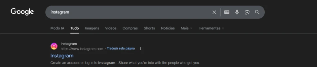 Imagem de uma pesquisa no Instagram exibida na tela de um computador, mostrando os resultados de busca e a interface da plataforma social. Ideal para quem busca informa&ccedil;&otilde;es ou acess&oacute;rios sobre Instagram e redes sociais.