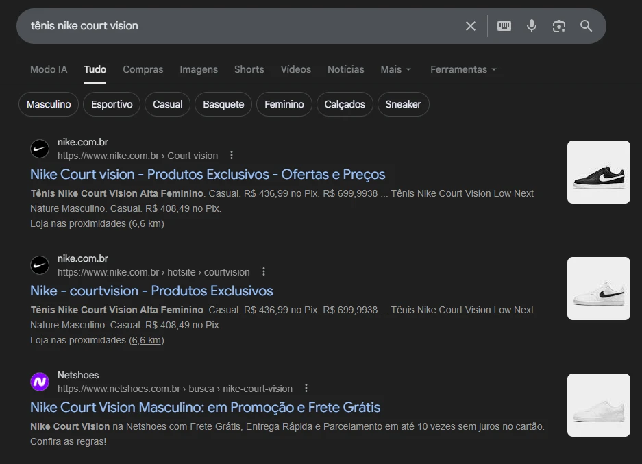 Imagem de um t&ecirc;nis Nike Court Vision em cores variadas, ideal para pr&aacute;tica esportiva e uso casual, dispon&iacute;vel em diversas lojas online e com op&ccedil;&otilde;es femininas.